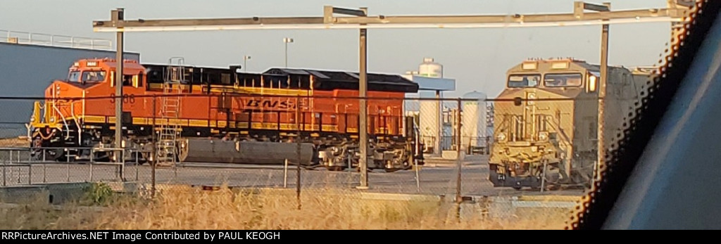 BNSF 3666 and Primered ES44ACH waiting to Be Painted/Probably BNSF 3284 or 3285